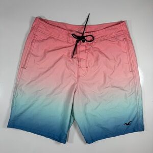 Hollister Cali Mens 34 Longboard Pink to Blue Ombre Shorts w/‎ Mesh